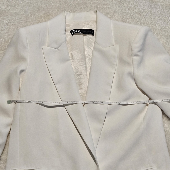 Zara White Blazer Size S Rolled Up Sleeves Business Casual Minimalist Office - Picture 8 of 12